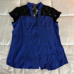Express blue and black lace top
